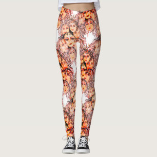 Leggings Pop Art Anime Motif avec éléments féminins