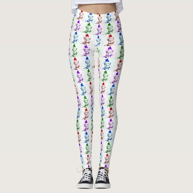 Leggings Pop Art Christmas Kitty (Devant)