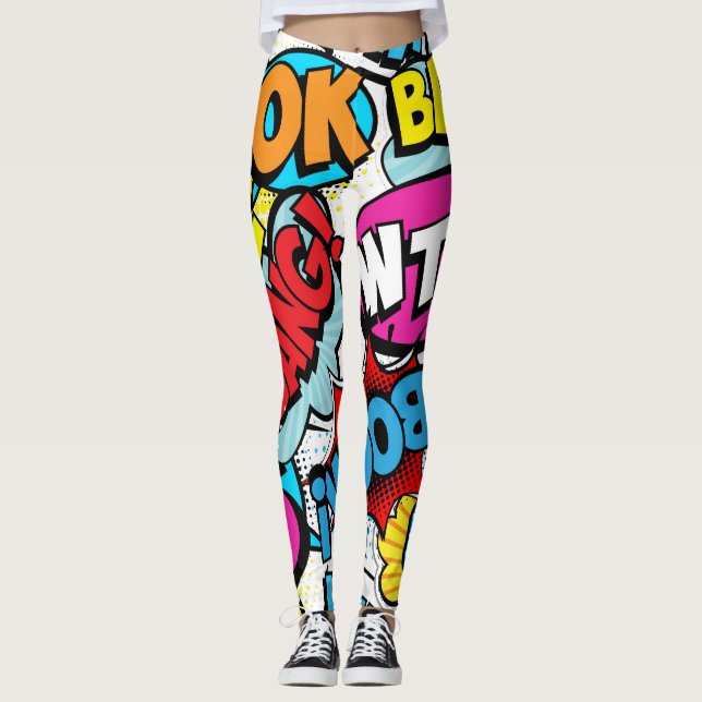 Leggings Pop Art Comic : Retro Motif sans couture (Devant)