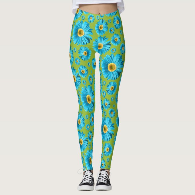 Leggings Pop Daisy Aqua Bleu (Devant)
