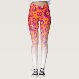 Leggings Pop Daisy Fuchsia Pink Fond En Blanc