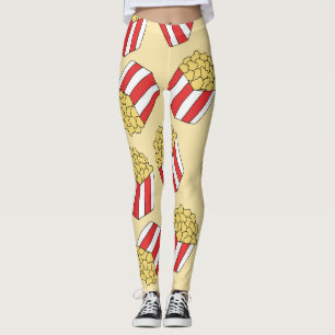Leggings Popcorn dessiné à la main, coloré sans couture mot