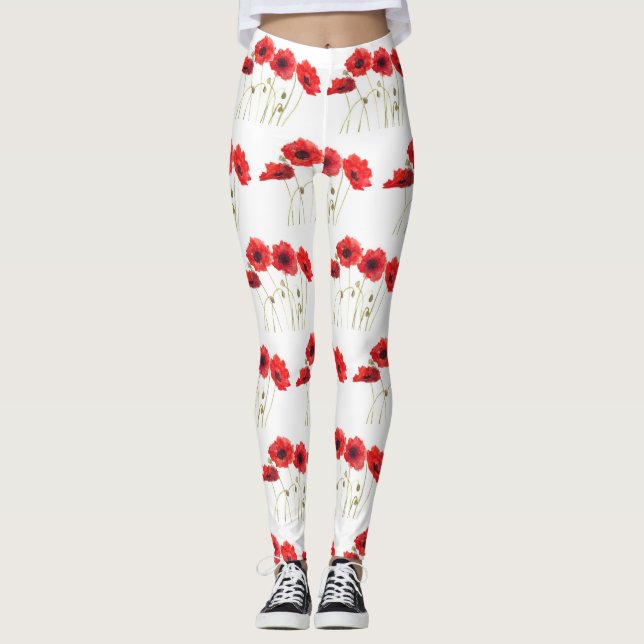 Leggings Poppies floral pavot été fitness jardin (Devant)