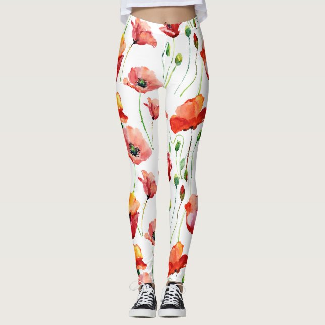 Leggings Poppy Blossom : Simple Arrière - plan sans couture (Devant)