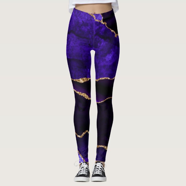 Leggings Porte de Parties scintillant de luxe violet et or (Devant)