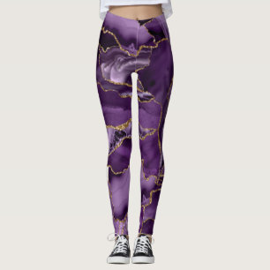 Leggings Porte de parties scintillant violet et or