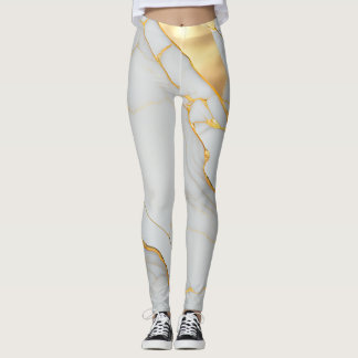 Leggings Porte en marbre blanc et or
