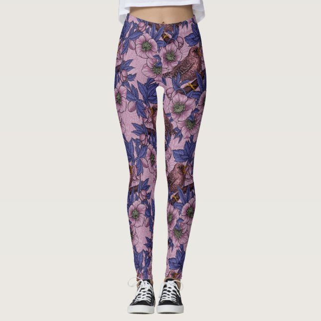 Leggings Porté et hélico, rose et violet (Devant)