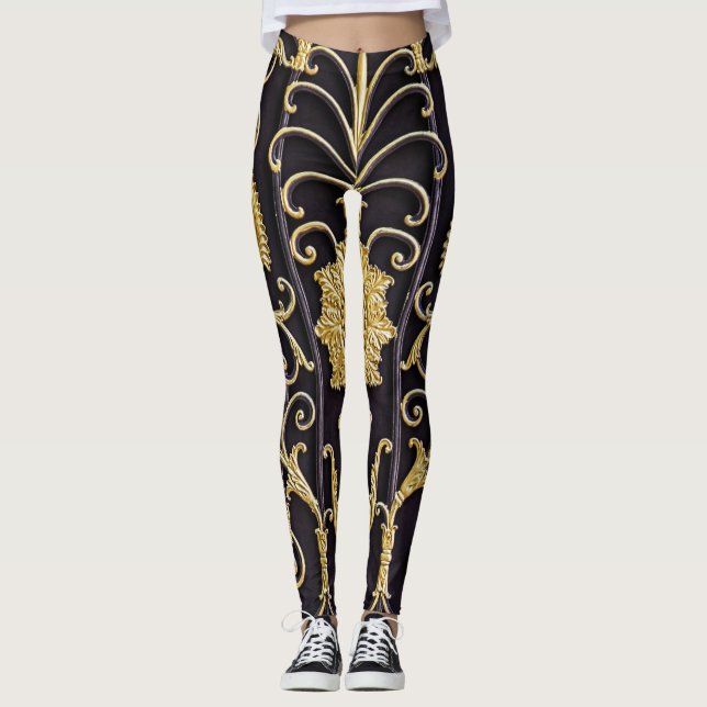 Leggings Porte métallique, design motif complexe. (Devant)