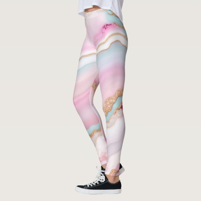 Leggings Porte rose clair Marbre Collection tendance (Gauche)