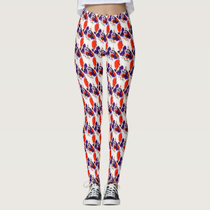Leggings Portrait de chat - Art Graphique Gras Orange et Vi