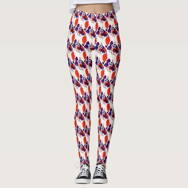 Leggings Portrait de chat - Art Graphique Gras Orange et Vi (Devant)