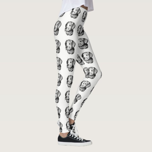 Leggings Portrait de chiot de récupérateur d'or en noir et  (Droite)