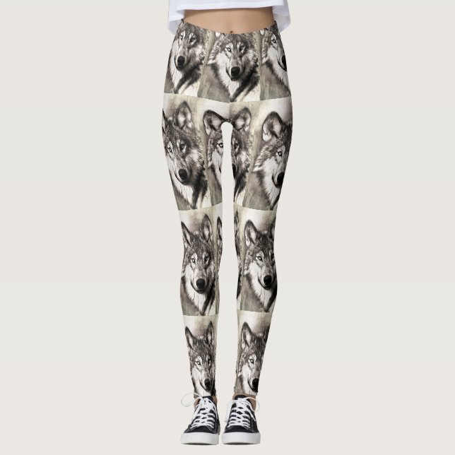 Leggings Portrait de loup (Devant)