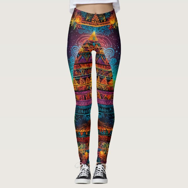 Leggings Portrait Zodiac & Aztec Mélange Abstrait (Devant)