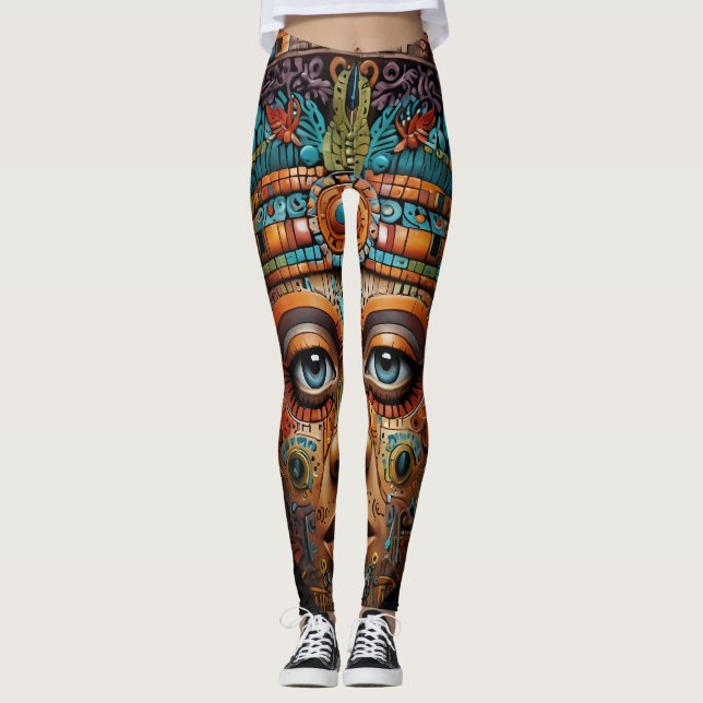Leggings Portrait Zodiac & Aztec Mélange Abstrait (Devant)