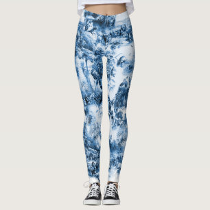Leggings Portugais bleu tuiles romantique scène motif