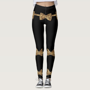 Leggings Posh Girls - Black & Gold Bow Cravate