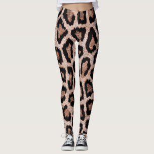 Leggings Poster de animal Brown jaune léopard noir