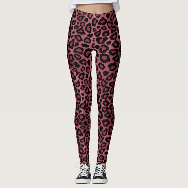 Leggings Poster de animal de Dusty Rose Leopard (Devant)