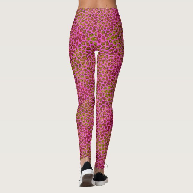 Leggings Poster de animal de mosaïque moderne rose et or ch (Dos)