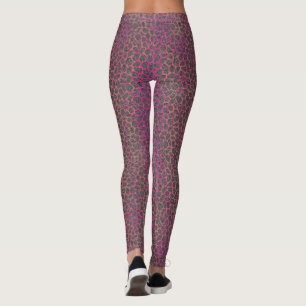Leggings Poster de animal de mosaïque moderne rose, orange