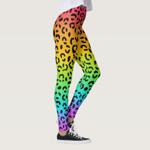 Leggings Poster de animal des points Jaguar arc-en-ciel