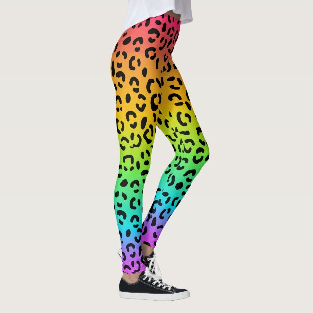 Leggings Poster de animal des points Jaguar arc-en-ciel (Droite)