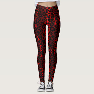Leggings Poster de animal du léopard rouge foncé