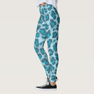 Leggings Poster de animal léopard bleu et gris