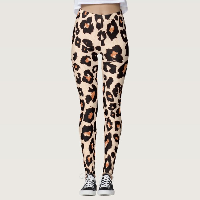 Leggings Poster de animal Léopard Brown orange (Devant)