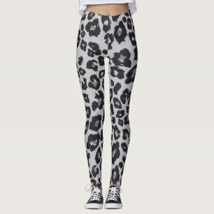 Leggings Poster de animal Léopard noir Brown gris