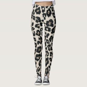 Leggings Poster de animal Léopard noir Brown gris