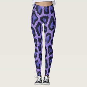 Leggings Poster de animal Léopard Noir Violet