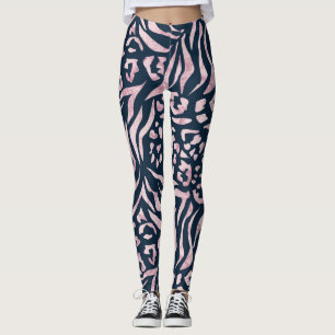 Leggings Poster de animal, léopard, tigre, bleu, rose, peau