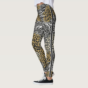 Leggings Poster de animal mixte Zebra Leopard Tiger Impress