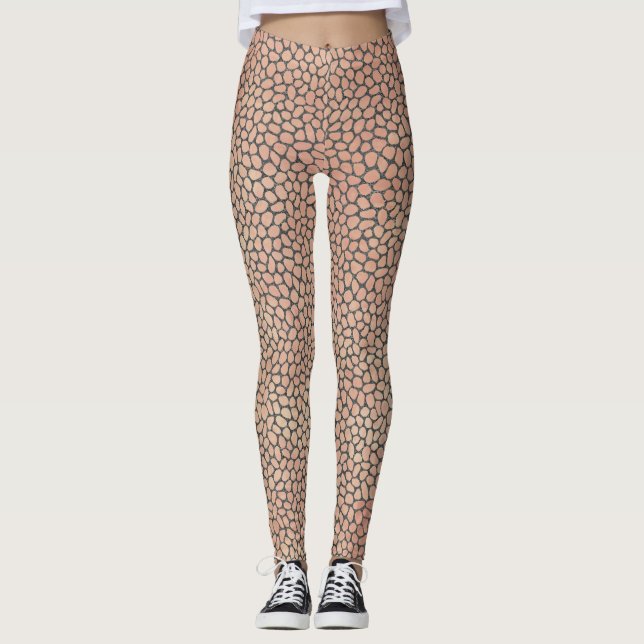 Leggings Poster de animal moderne en mosaïque rose et gris (Devant)
