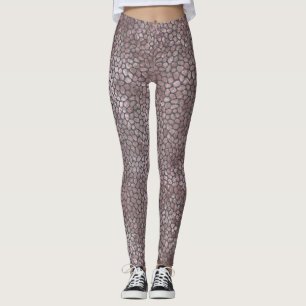 Leggings Poster de animal moderne en mosaïque rose et gris