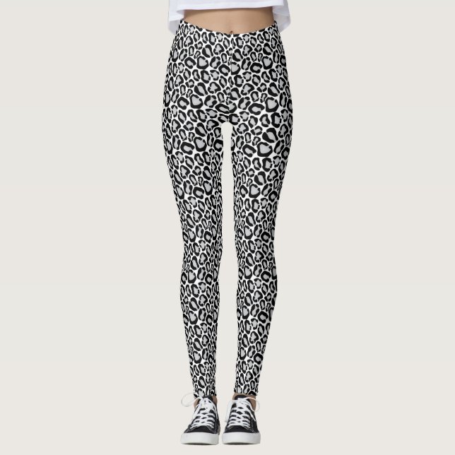 Leggings Poster de animal noir et blanc (Devant)