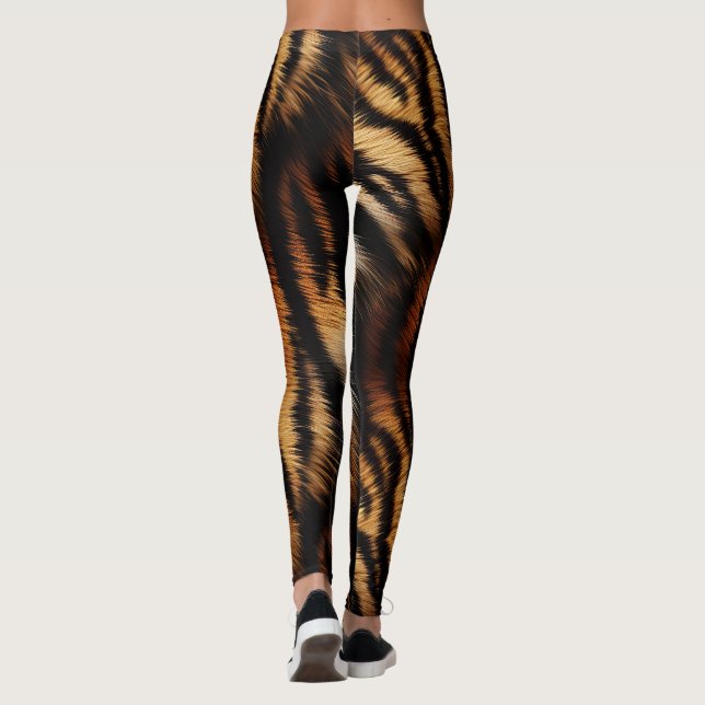 Leggings Poster de animal Orange Black Tiger Stripes (Dos)