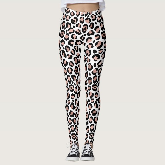 Leggings Poster de animal rose Gold et Black Empreinte de l (Devant)