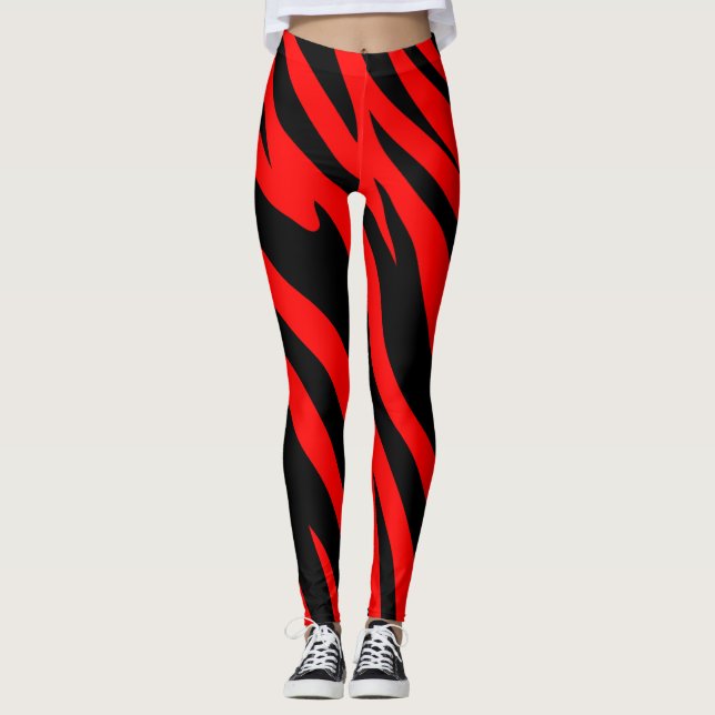 Leggings poster de animal rouge et noir (Devant)