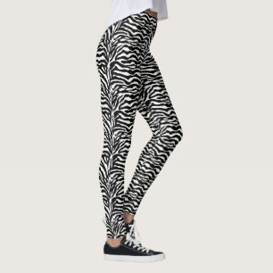 Leggings Poster de animal sauvage, zèbre en noir et blanc