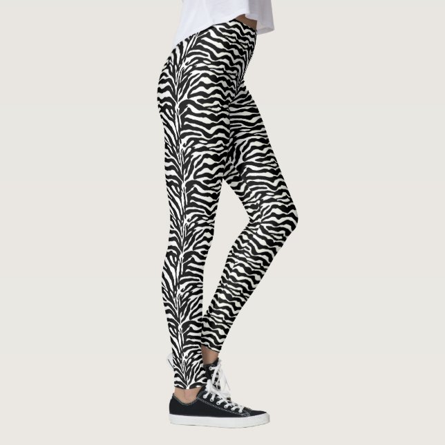 Leggings Poster de animal sauvage, zèbre en noir et blanc (Droite)
