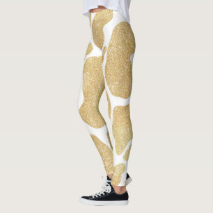 Leggings Poster de animal simple blanc or gros points de va