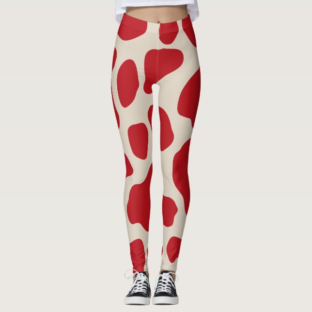 Leggings posters de animaux rouges (Devant)