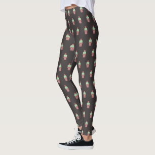 Leggings Pot de cactus mignon plante motif botanique en fle