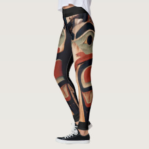 Leggings Poteau de totem en bois sculpté de l'Arctique de l