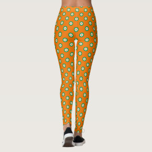 Leggings Pots vert/blanc/orange gais sur orange