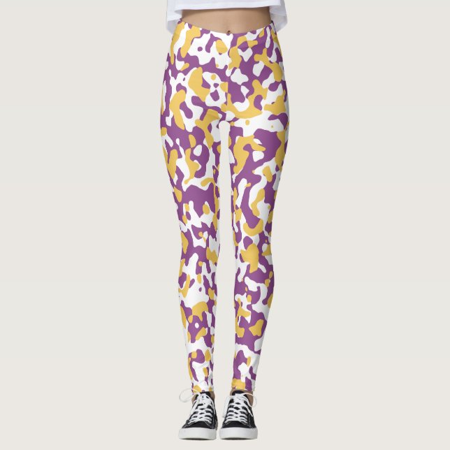 Leggings Poubelle, Gratuit, Violet, Rose, Blanc, Camo (Devant)